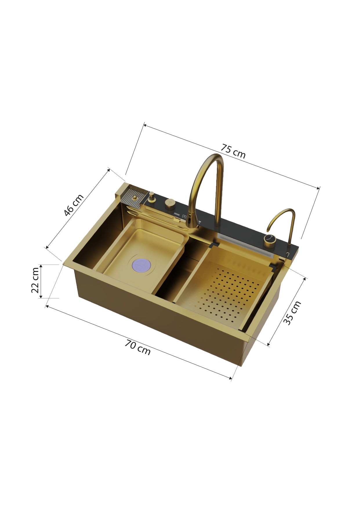 Tam Otomatik 9 Fonksiyonlu Şelale Evye Gold