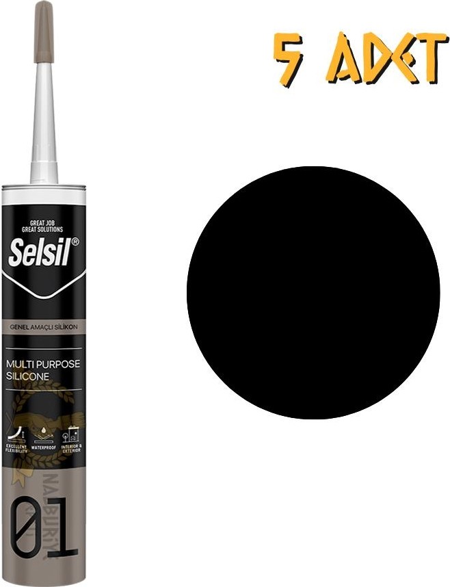 Genel Amaçlı Silikon Siyah 280 Gr. - 5 Adet