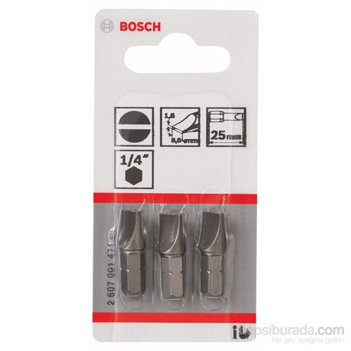 BOSCH - 3'Lü Paket - Ekstra Sert Seri Vidalama Ucu - S 1,6X8,0, 25 Mm