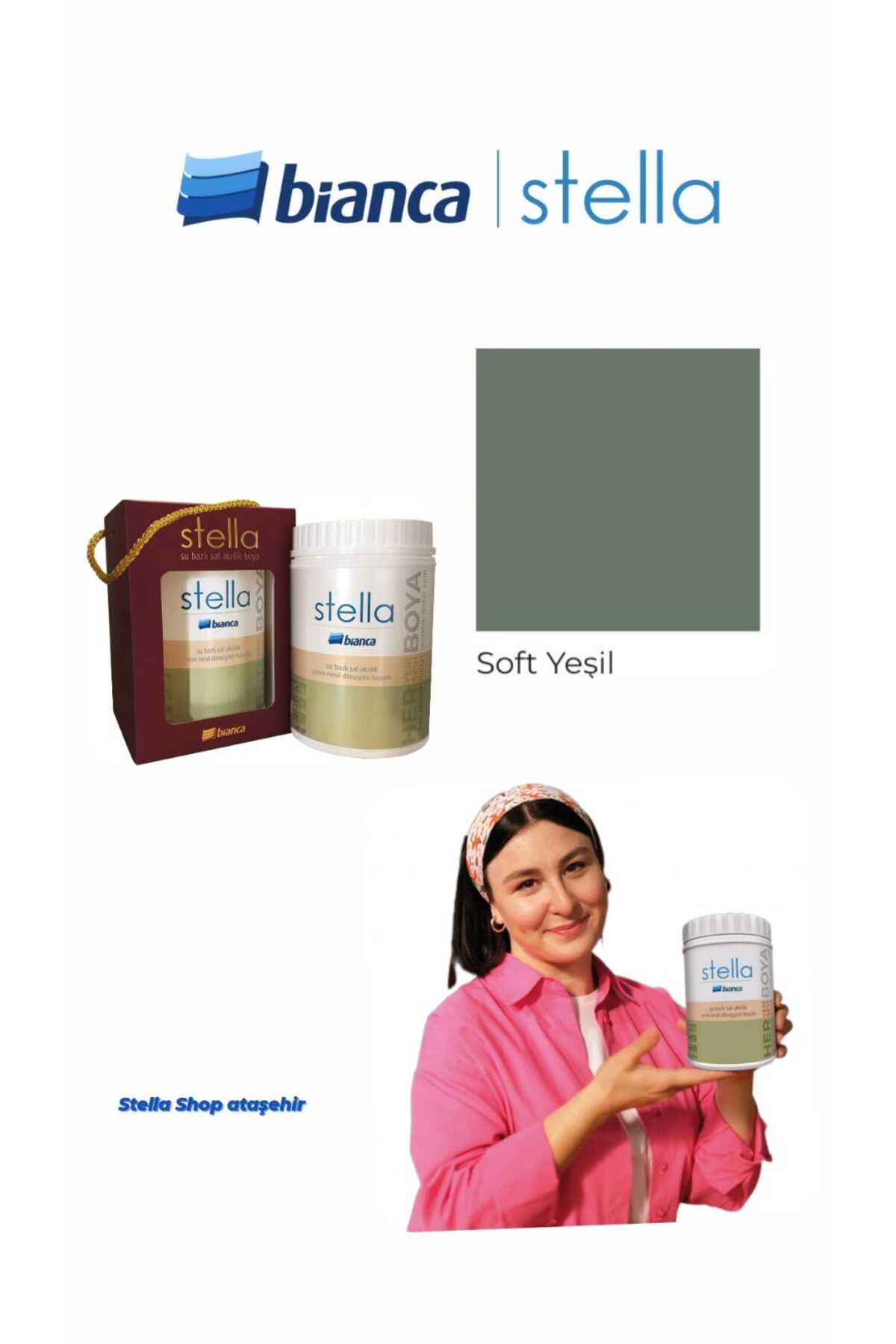 Stella Su Bazlı Saf Akrilik Boya 500ml - Soft Yeşil