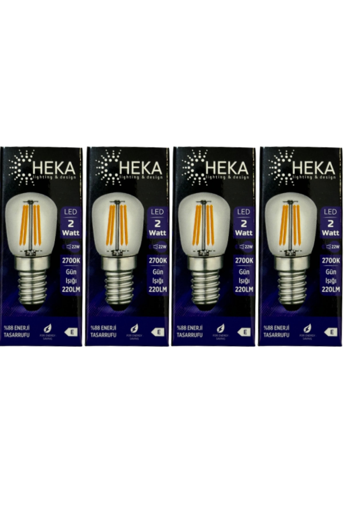 2W (22W) 2700K (Sarı Işık) E14 Duylu Led Rustik Ampul (4 Adet)