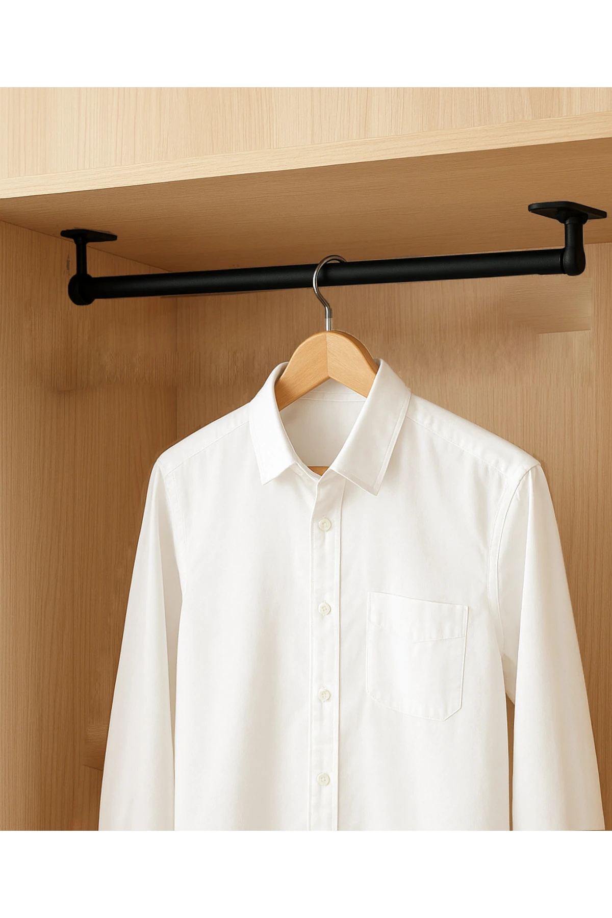 Dolap Askı Borusu Yuvarlak Siyah ( 65 cm )