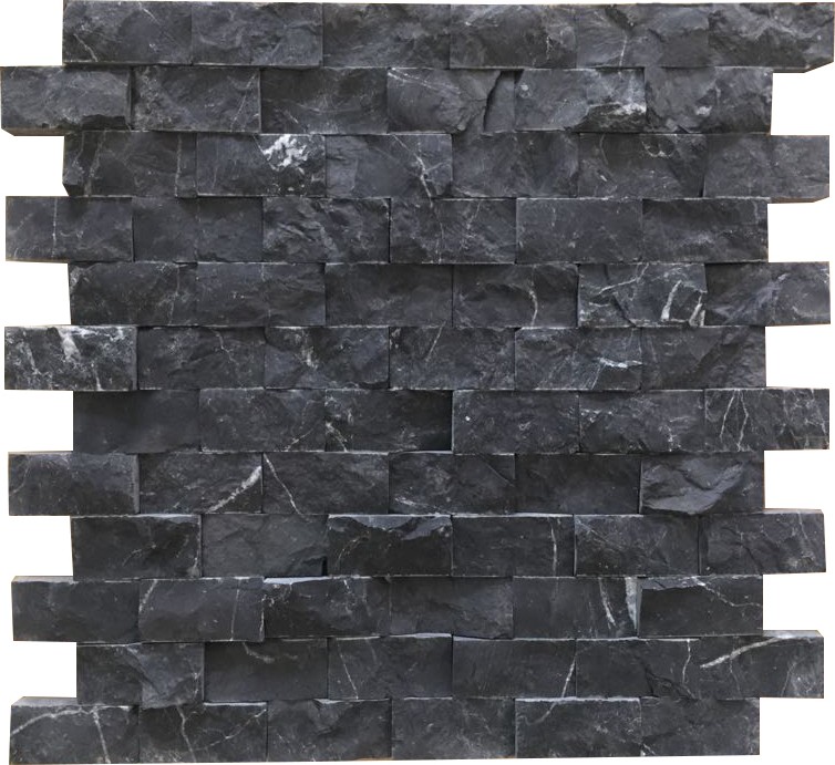 2,5x5cm Siyah Mermer Patlatma Mozaik