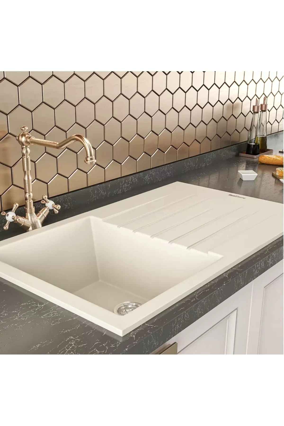 Granit Eviye 50x86 Cm Beyaz Troya Tezgah Üstü-tezgaha Sıfır