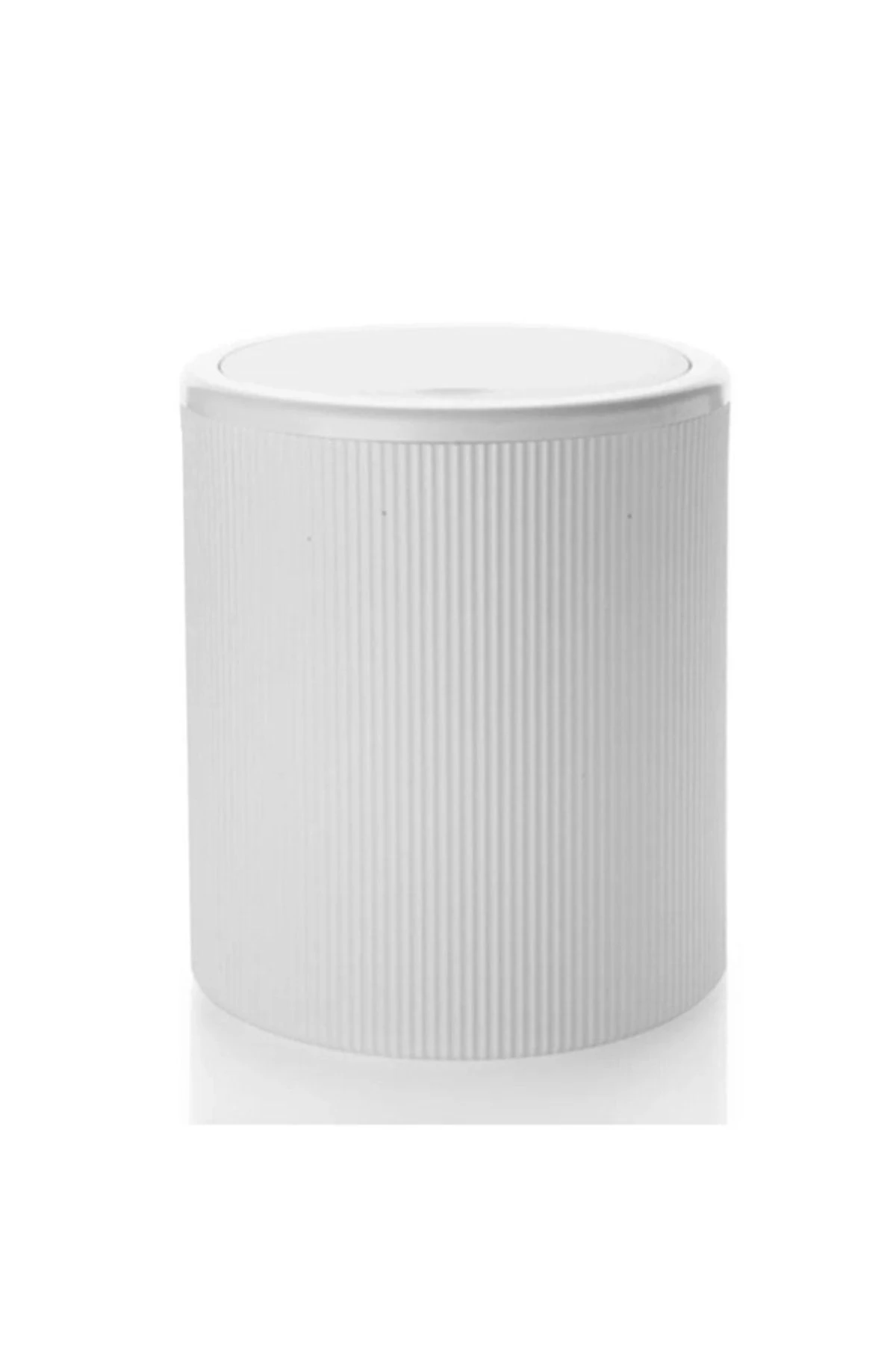 Beyaz Çizgili Yuvarlak 6L Çöp Kovası, Banyo ve Mutfak için şık ve kullanışlı seçim