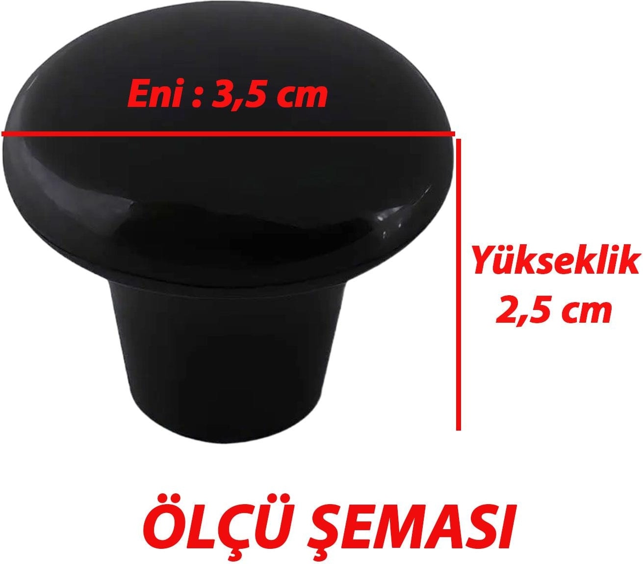 15 Adet Sert Plastik Mantar Düğme Kulp Siyah Dolap Mobilya Mutfak Dolabı Çekmece Kapak Kulbu