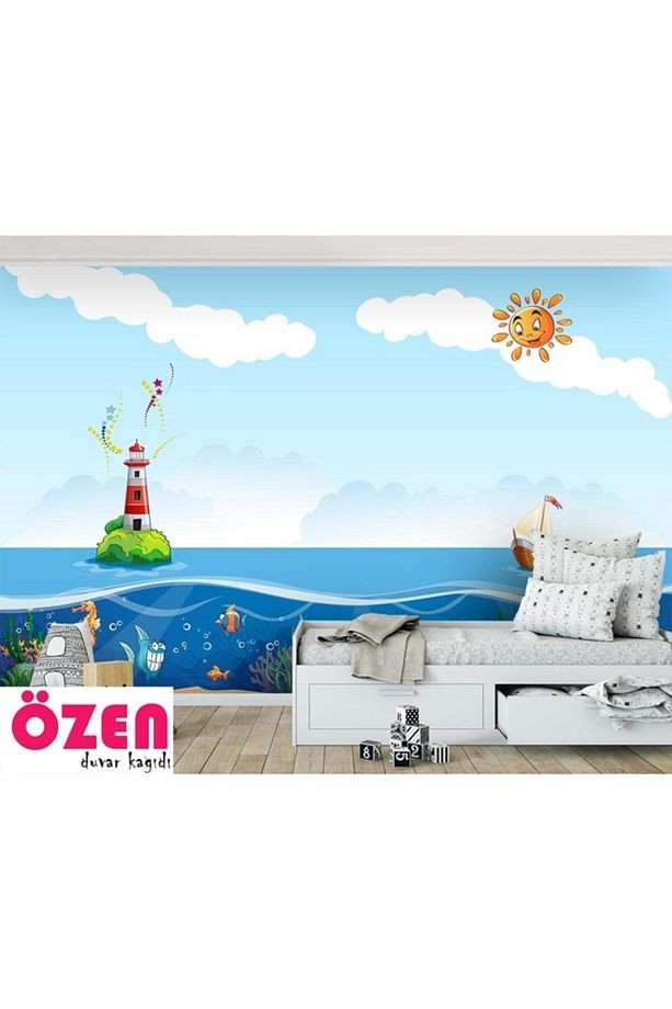Deniz Altı Balıklar Ve Deniz Feneri Çocuk Odası Duvar Kağıdı