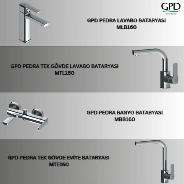 Adnoss Pedra Krom Döner Borulu Lavabo Bataryası Mtl160