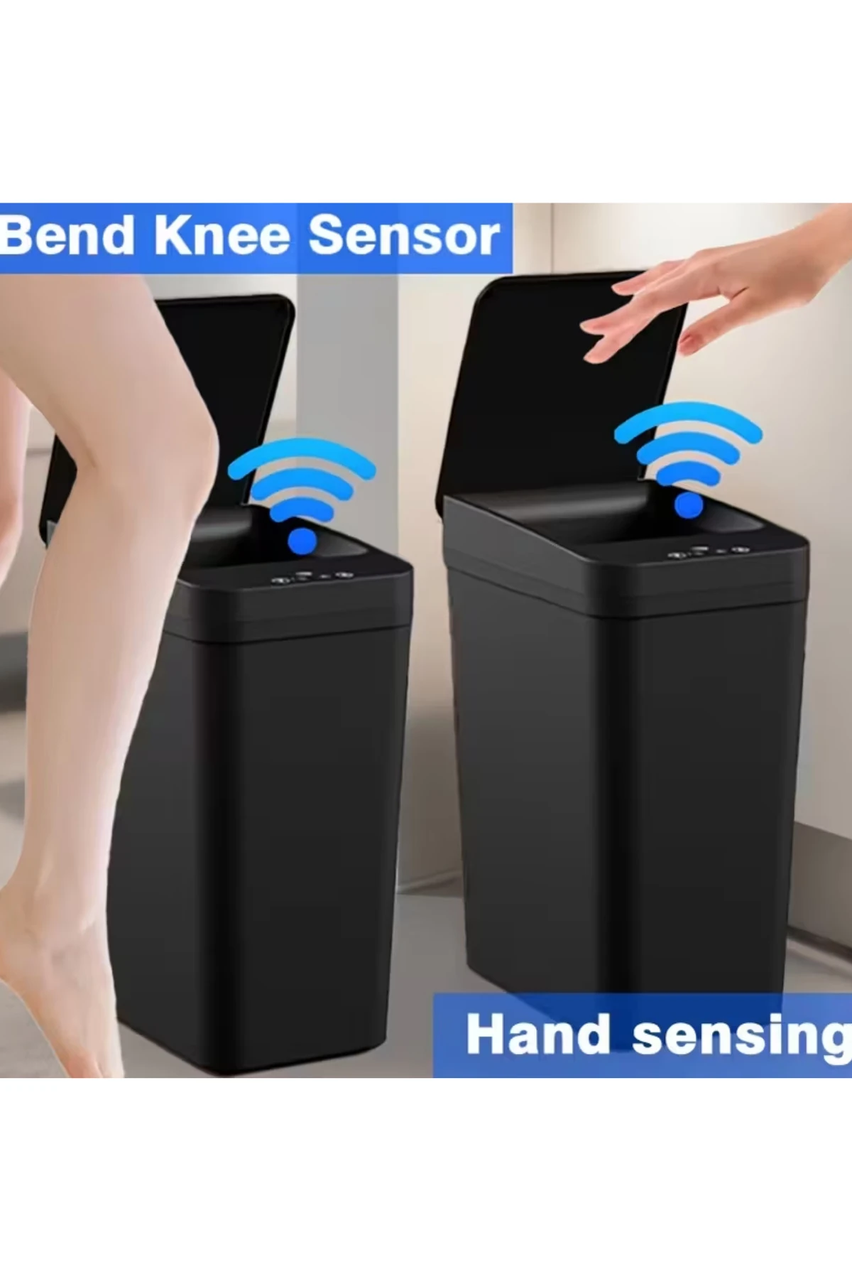 Otomatik Sensörlü Çöp Kovası 12 Lt Siyah Renk Şık Banyo Tuvalet Araba İçin Akıllı Cöp Kova