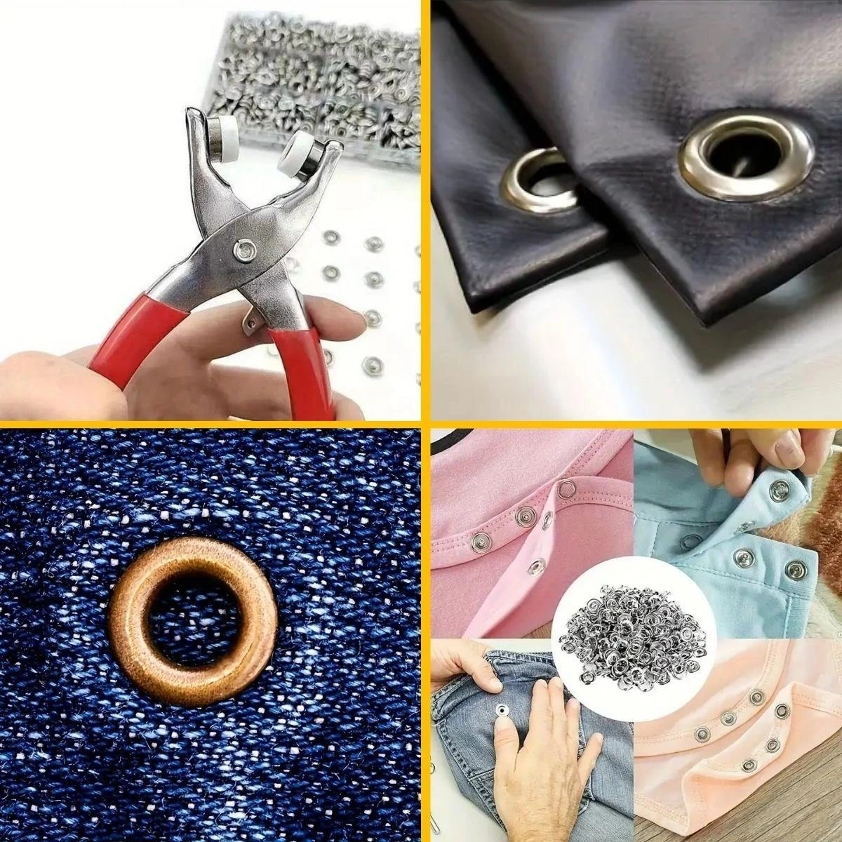 200 Adet Paslanmaz Çelik Çıtçıt ve Pense Seti Metal Çıt Çıt Makinesi (5047)