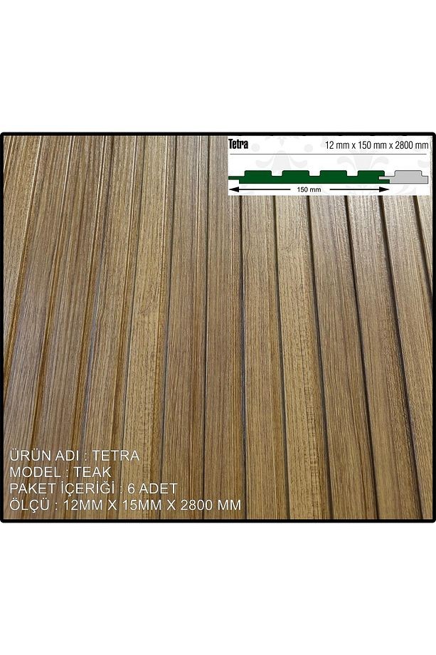Mdf Duvar Paneli ve Duvar Lambrisi ve Vestiyer Tv Ünistesi Paneli 15X280 TEAK 6'LI