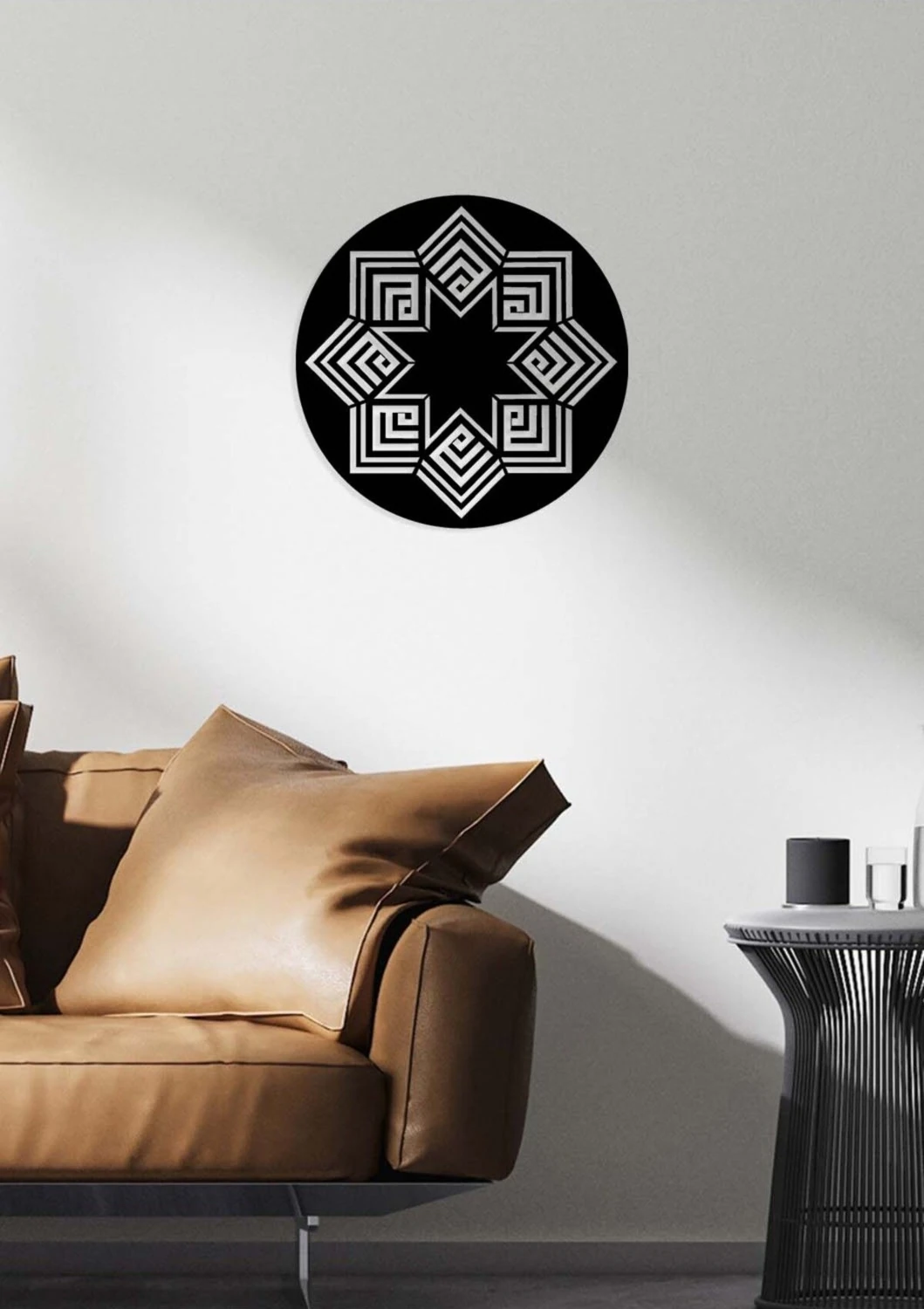 -Allah Islami Metal Tablo - Islami Ev Dekorasyonu - Dini Duvar Tabloları - 60 X 60 - Cm - Sıyah-Islm-139