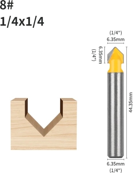 6.35X6.35 Nxwınd 6mm 6.35MM Shank "v" Tipi Planya Kesici Ucu Yuvarlak Burun Ucu Yönlendirici Bit Ağaç Işleme Freze Kesicisi Ahşap Bit Yüz Mill (Yurt Dışından)