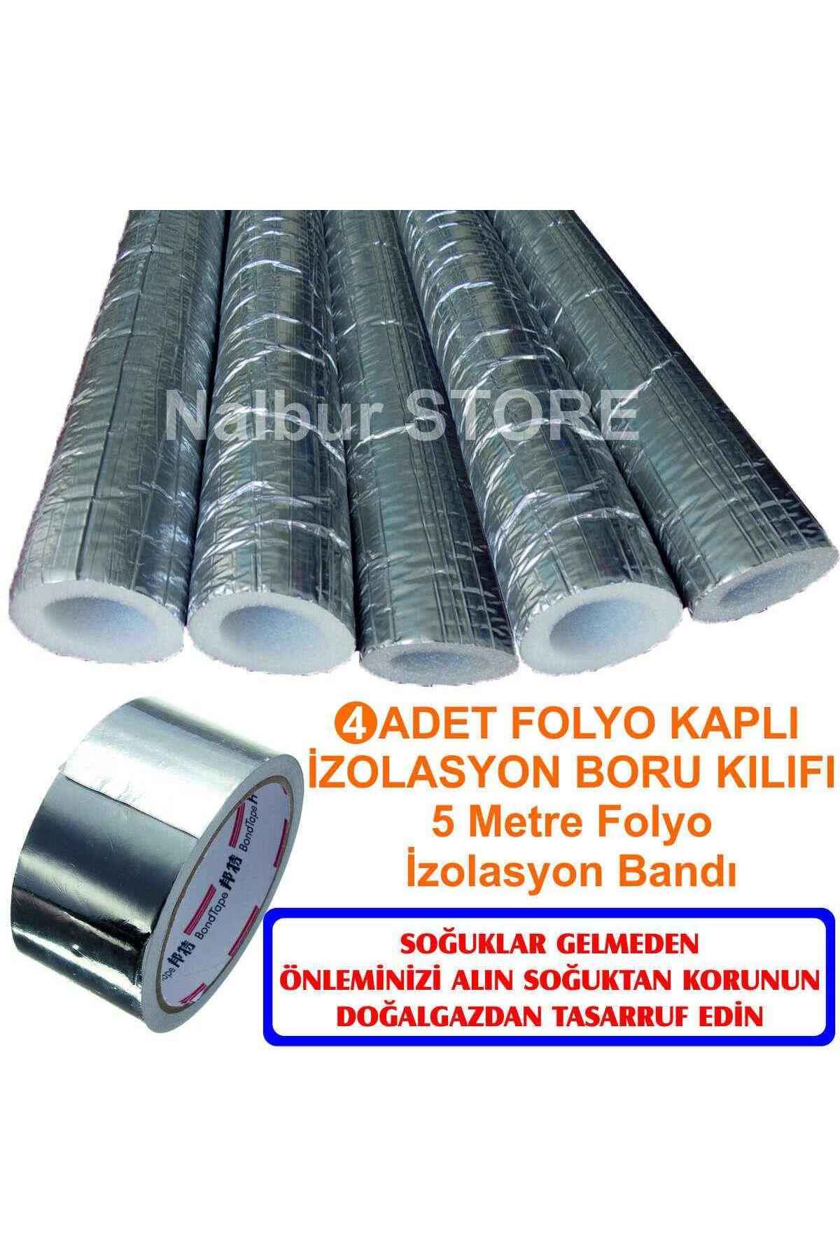 DOĞALGAZ KOMBİ FOLYO KAPLI TASARRUF BORU KILIFI 4 ADET TOPLAM 8 METRE+İZOLASYON FOLYO BANDI 5 METRE