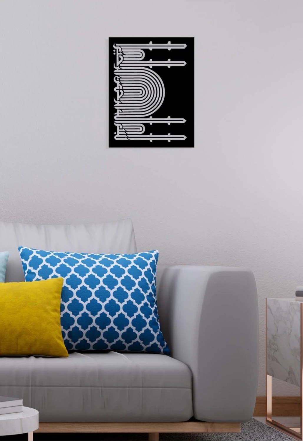 -Bismillahirrahmanirrahim Cami Motifli Islami Metal Tablo - Islami Ev Dekorasyonu - Dini Duvar Tabloları - 40 X 55 - Cm - Sıyah-Islm-055