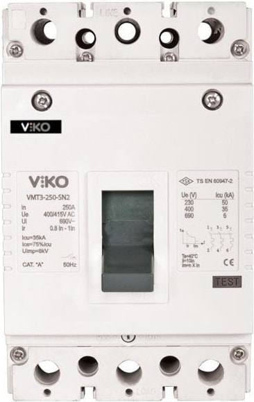 3X250 Amper 35KA Termik Ayarlı (175-250A) Kompakt Şalter VMT3-250-SN2
