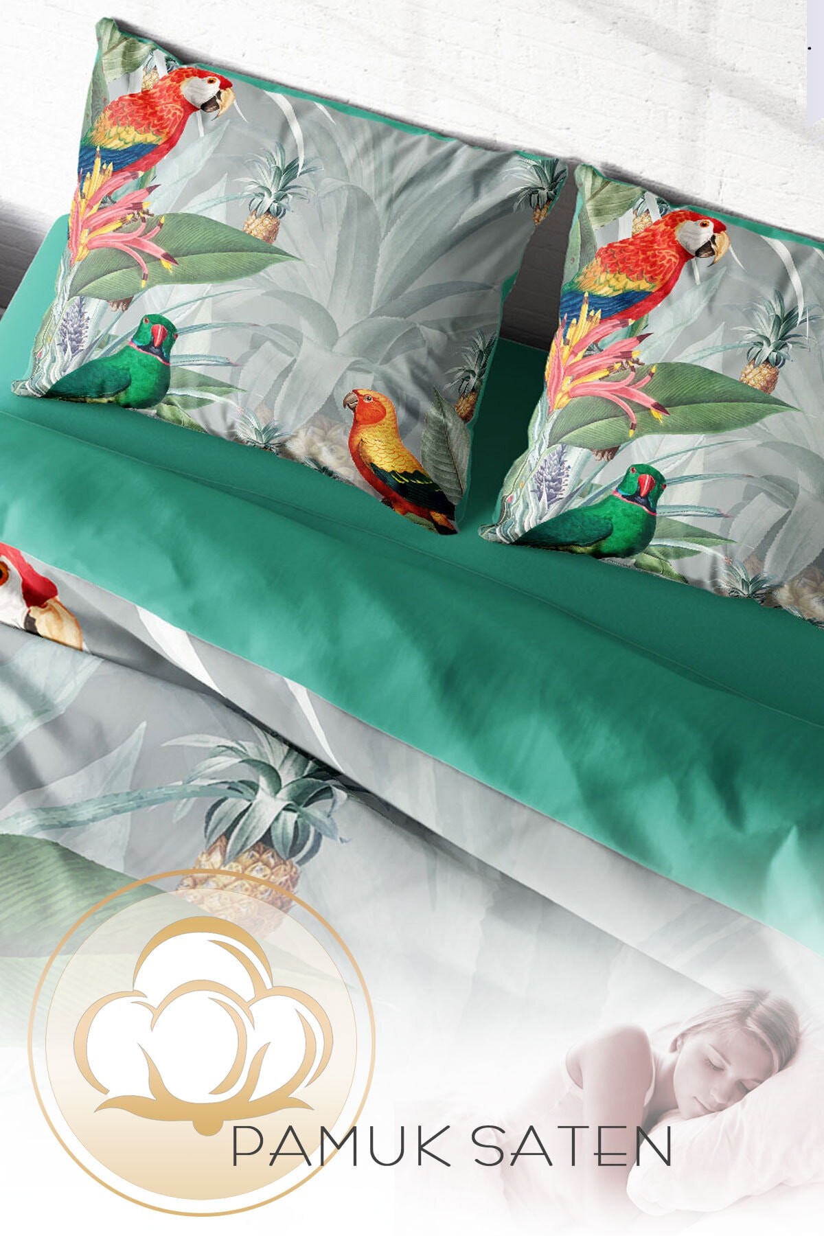 Kıng Sıze World Naturel Parrots Çift Kişilik Nevresim Takımı 220x240cm