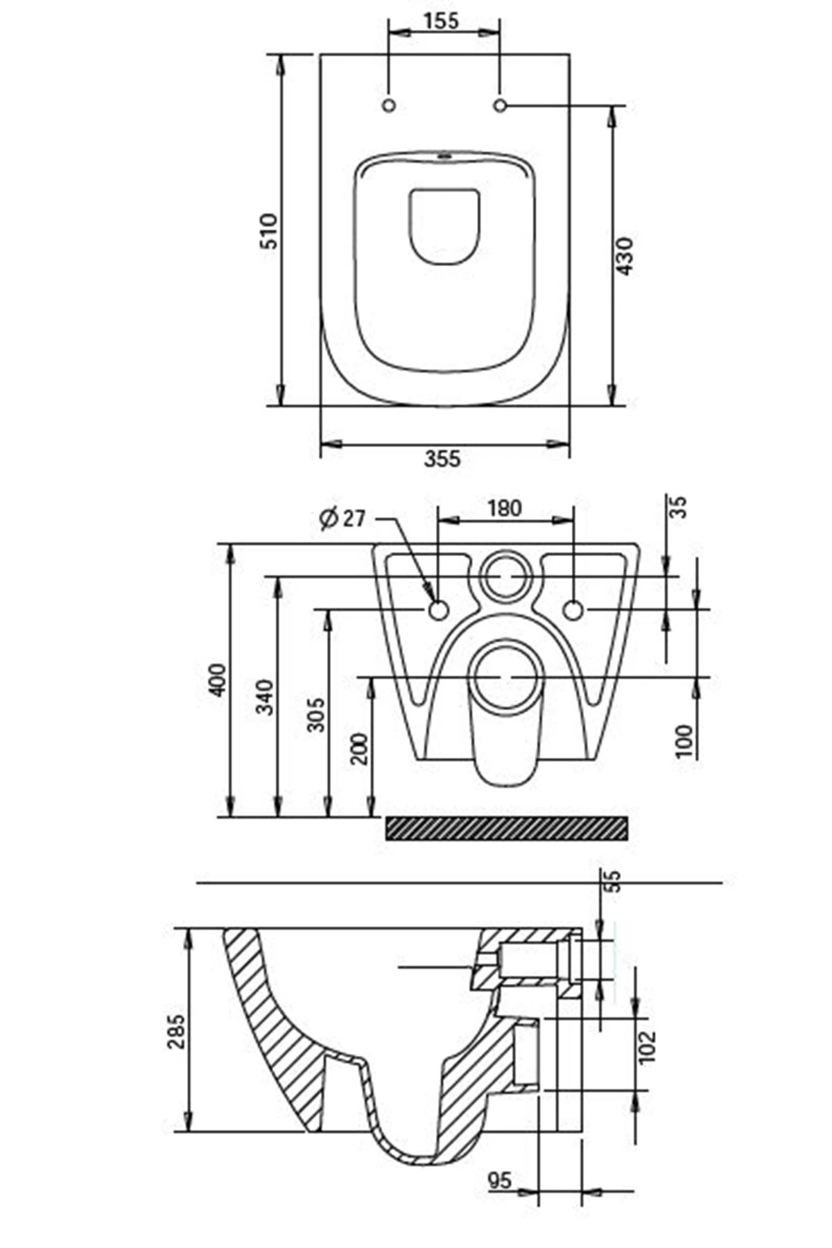 LUNA RİMOUT ASMA KLOZET TURAVİT - MAT KAPUÇİNO