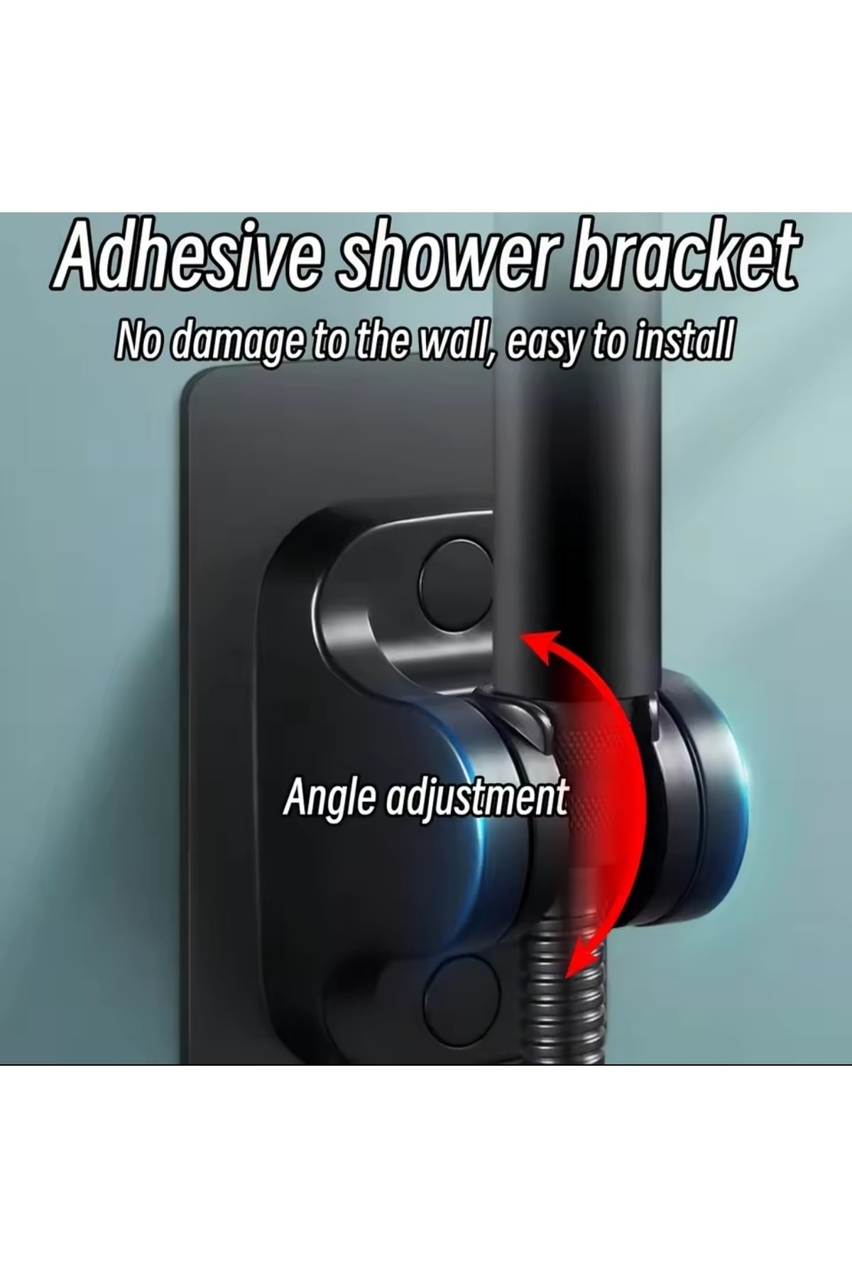 Tayzikli Yüksek Basınçlı Siyah Duş Başlığı Yapışkanlı Duş Mafsalı 150cm Hortumlu Duş Seti