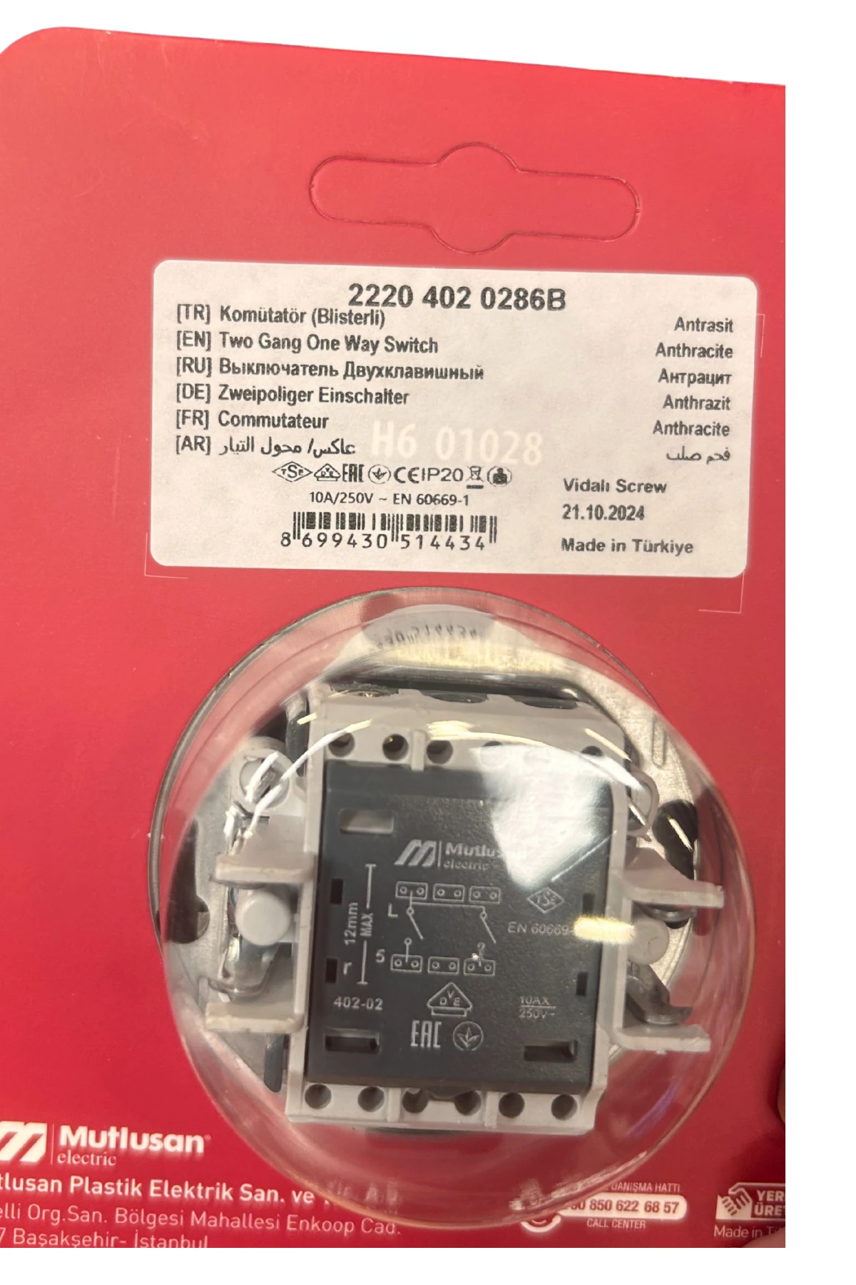 RİTA KOMÜTATÖR VİDALI ANTRASİT BLİSTERLİ