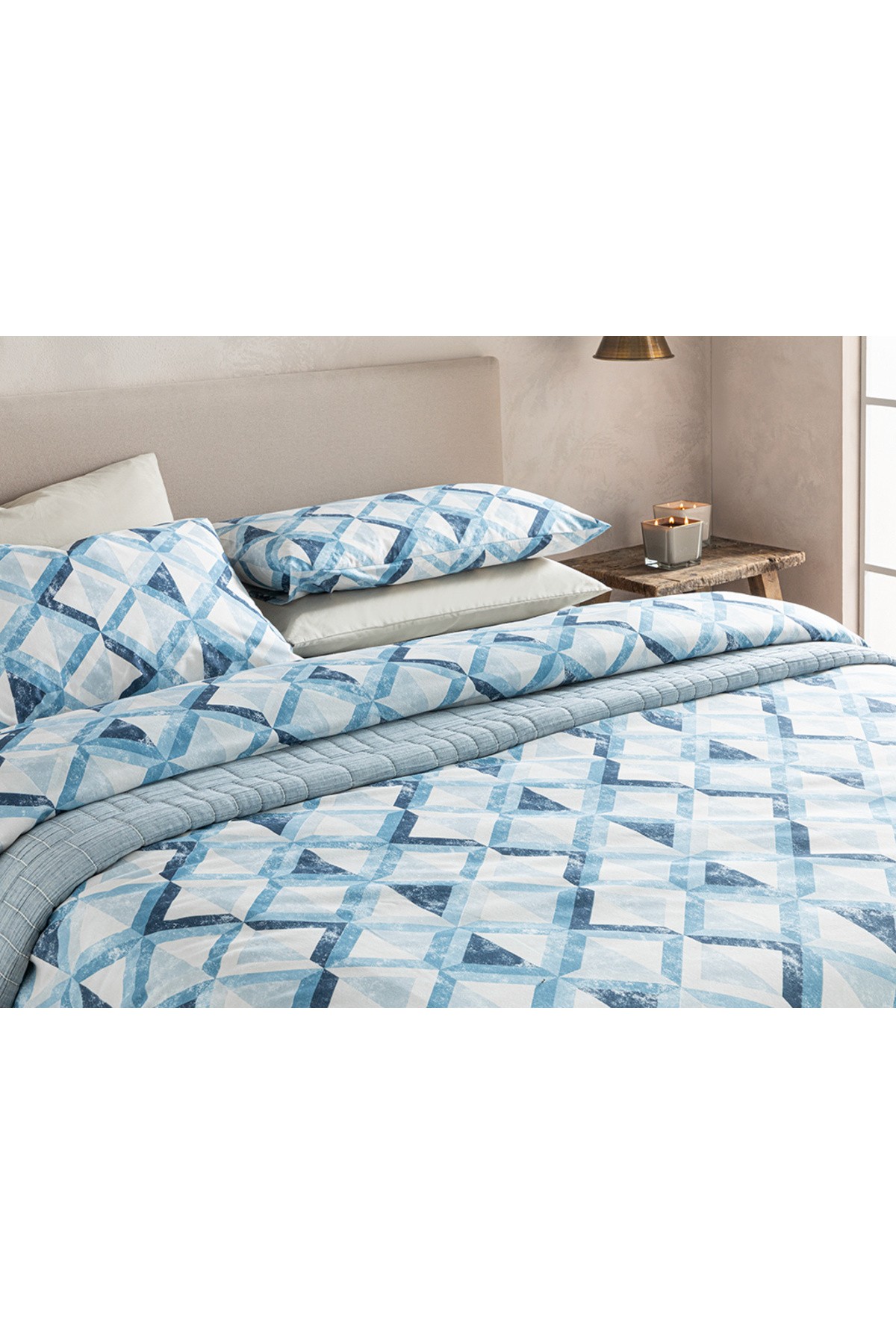 Cloudy Argyle Kolay Ütülenir Çift Kişilik Nevresim Takımı 200x220 Cm Mavi