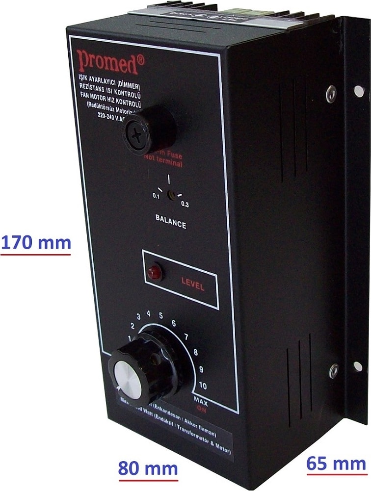 220 V.AC Pano Tipi 2000W Dimmer & Rezistans Isı kontrol & Fan motor devir kontrol.