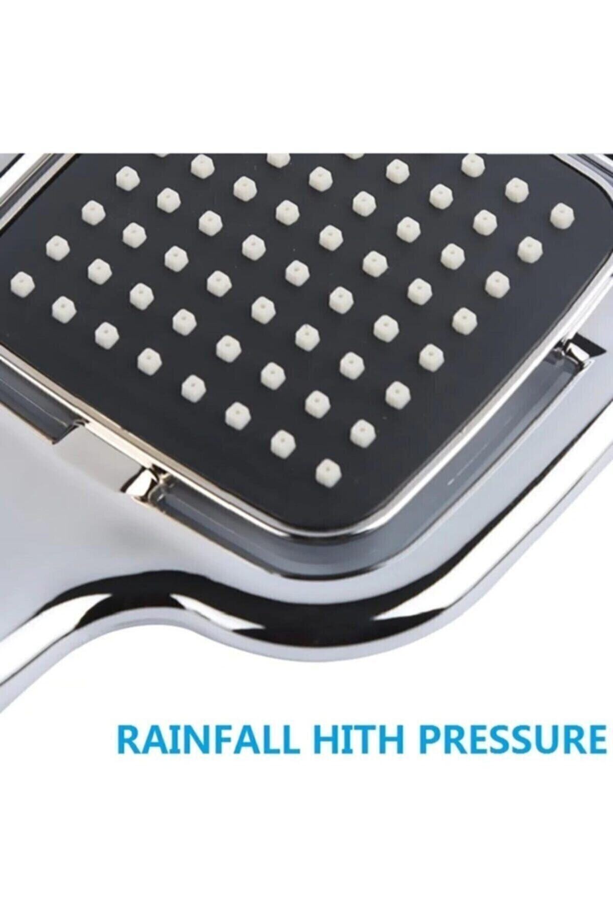 Siyah Kare Banyo Duş Seti Hortum Mafsal Ve Başlık Set