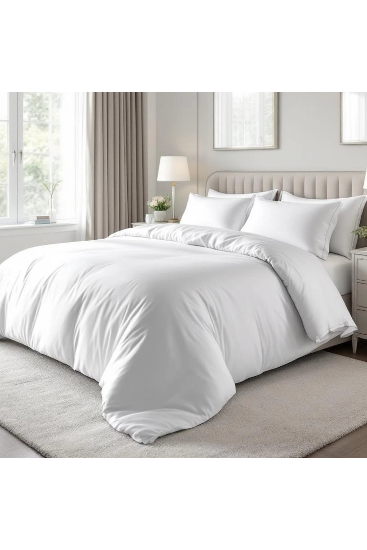 Soho 200 TC Pamuk Perkal King Size Nevresim Beyaz