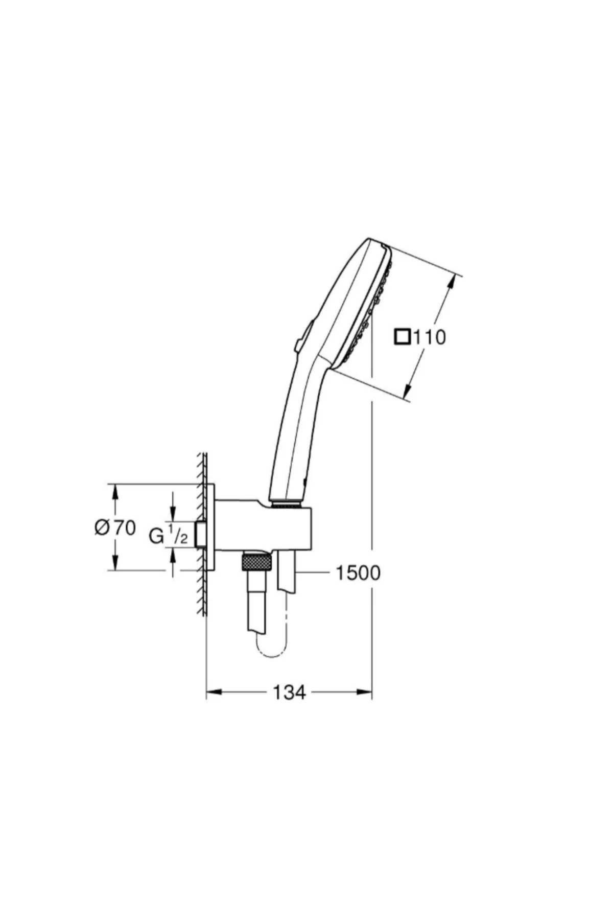 Tempesta Cube 110 Ankastre Bağlantılı El Duşu Seti, 3 Akışlı, Mat Siyah, 269102433