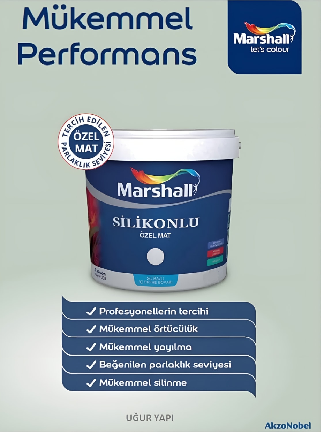 MARSHALL 5'li Set Silikonlu Özel Mat Iç Cephe Duvar Boyası 79 Çeşit Renk 2.5lt
