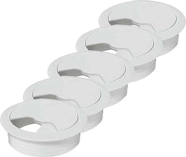 Masa Üstü Kablo Kanalı Deliği Kapağı Beyaz Masa Kapağı 6 cm (5 Adet)