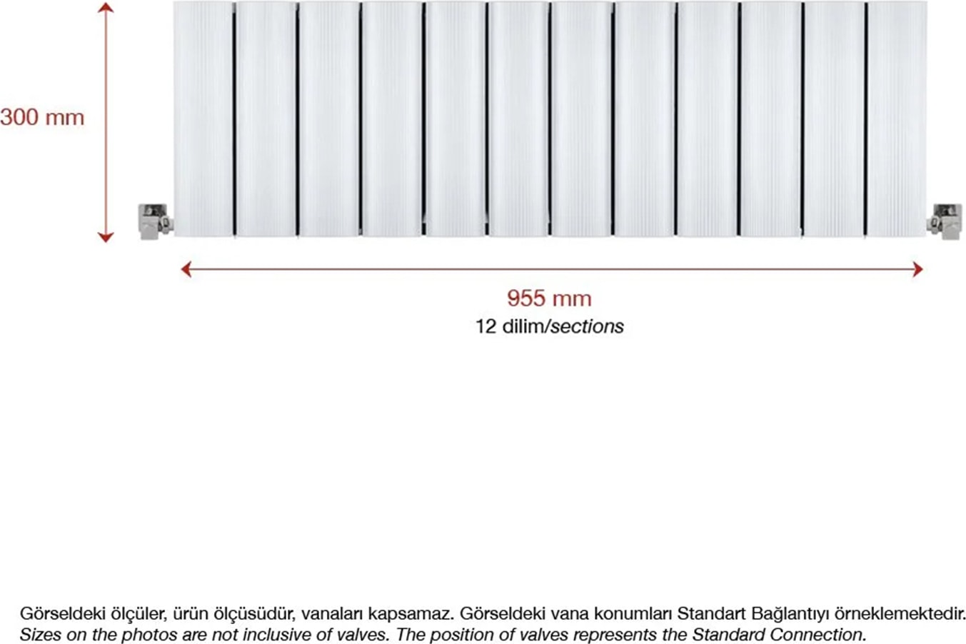 300X1195MM Amber Yatay Beyaz Alüminyum Radyatör