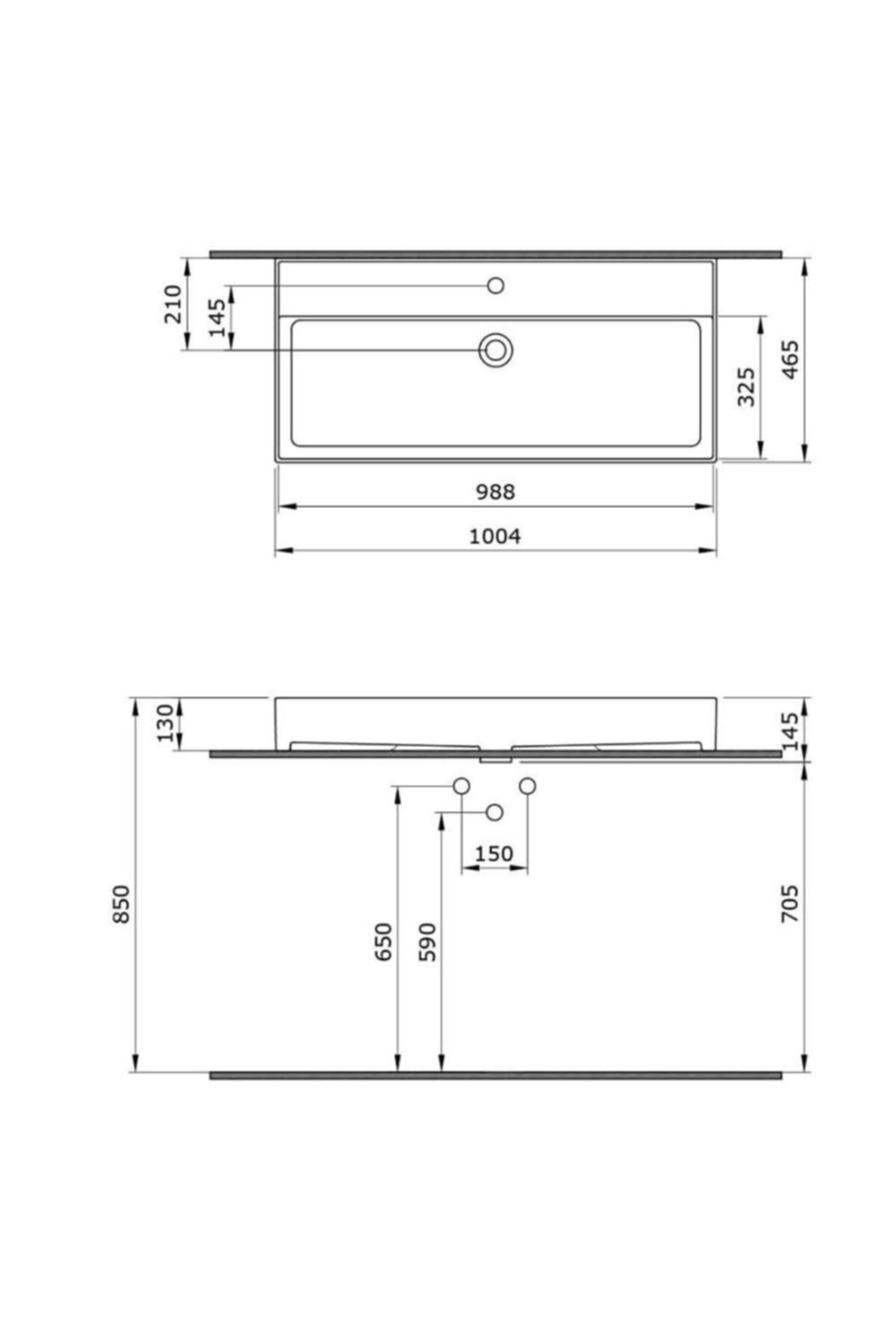 Milano Tezgah Üstü Lavabo 100 Cm Mat Siyah 1378-004-0126