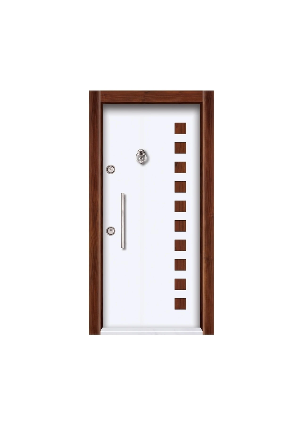 Tez3572 Ahşap Kaplama Düz Model Çelik Kapı Gizli Ayarlı Tırnaklı Sistem Sağ Açılım