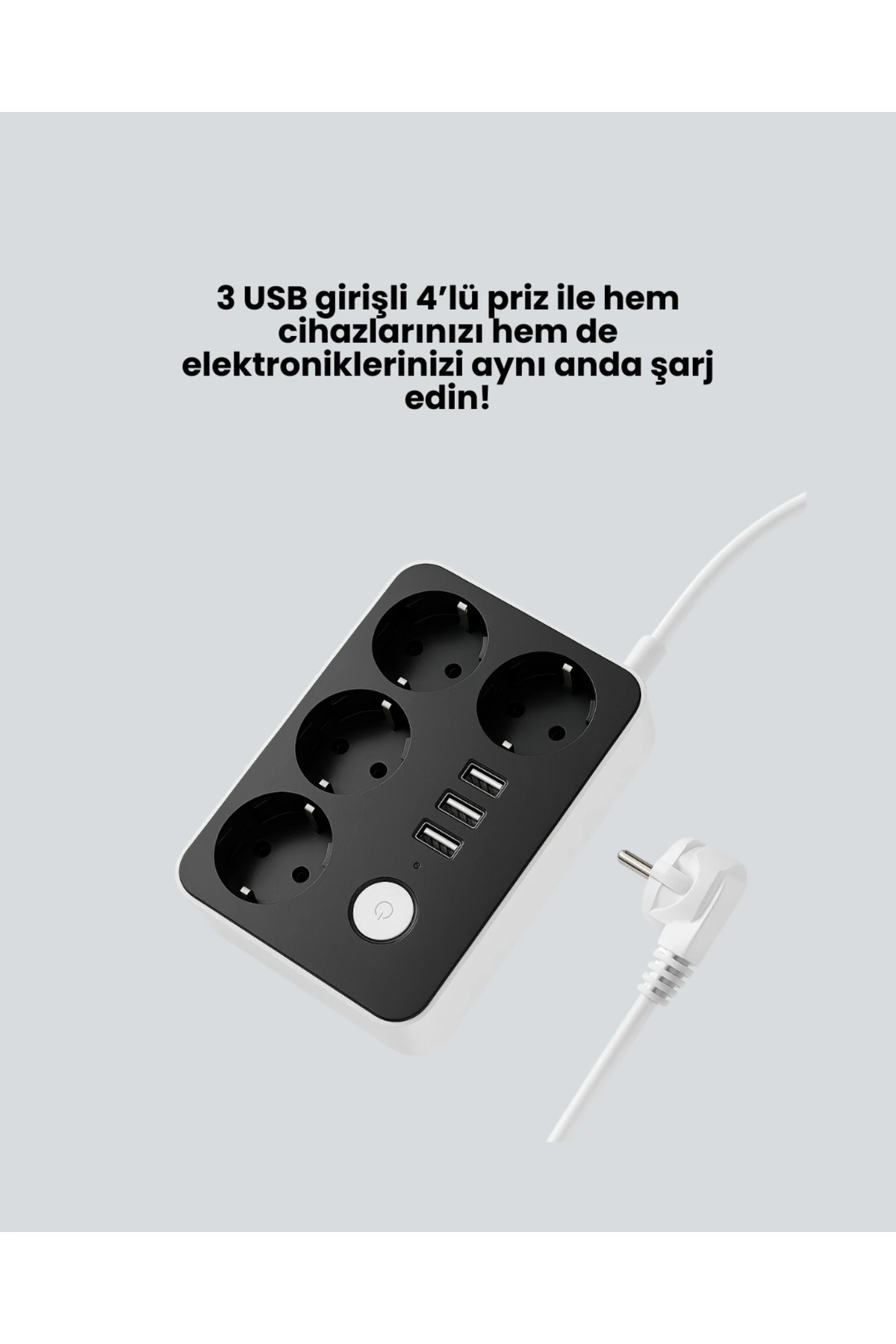 3 USB Çıkışlı 4’lü Akıllı Priz 2500W 2 Metre Kablo - BISE1693-5667