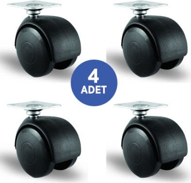 4 Adet Ec01Mkm50, Oynak Tablalı Mobilya Tekerleği Sehpa Tekeri, Çap:50, 4Lü Set