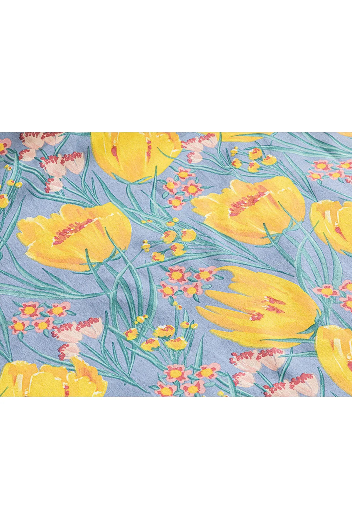 Tulip Paradise Kolay Ütülenir Tek Kişilik Nevresim 160x220 Cm Mavi