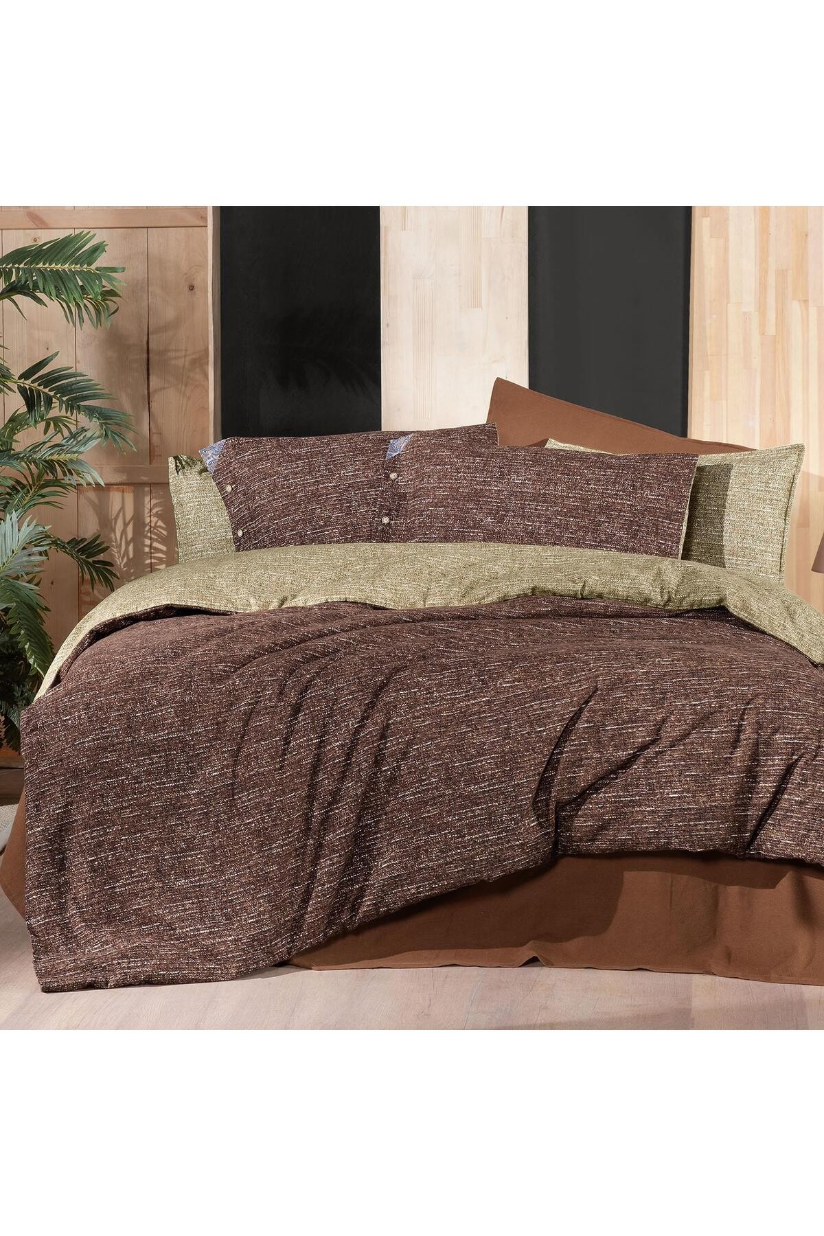 Glamis Tek Kişilik %100 Pamuk Flanel (Pazen) Nevresim Takımı Taba