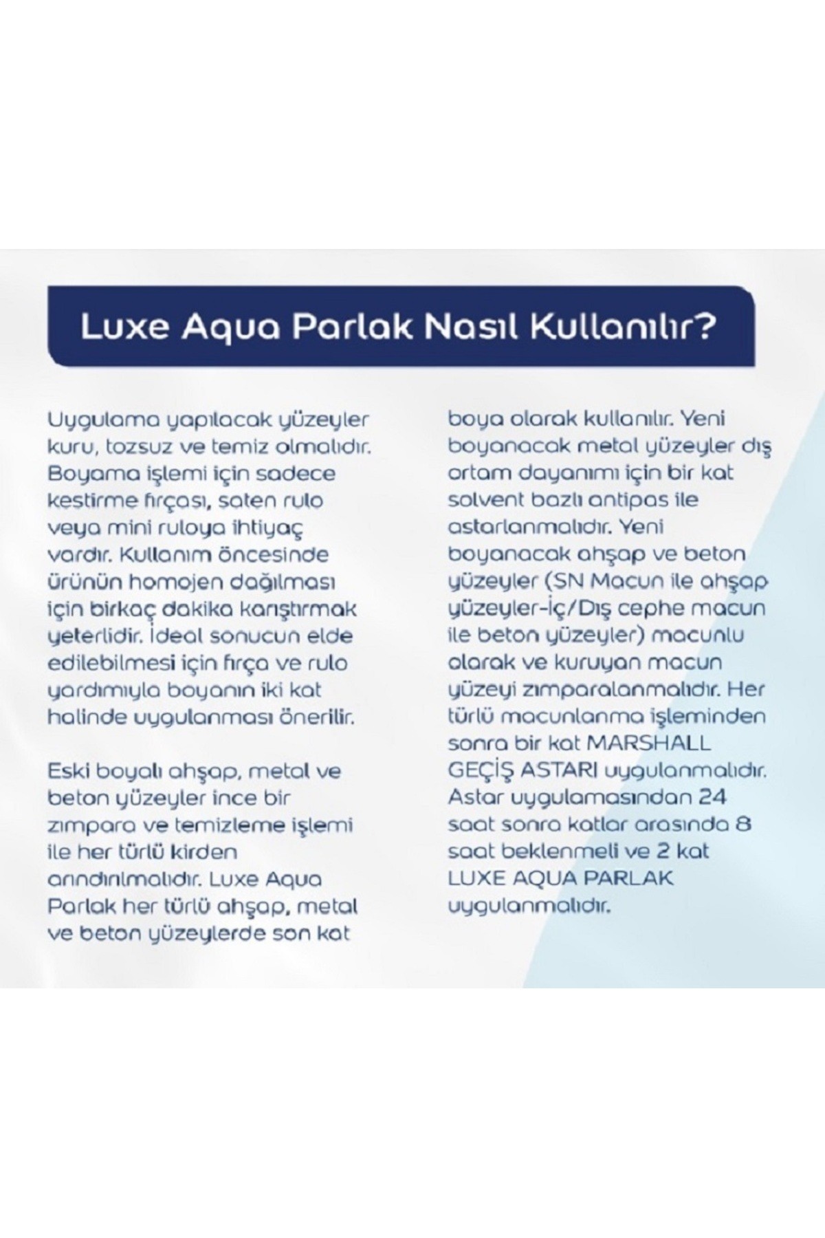 Aqua Luxe Su Bazlı Parlak Akrilik Esaslı Dekoratif Boya Renk: Mermer Tozu