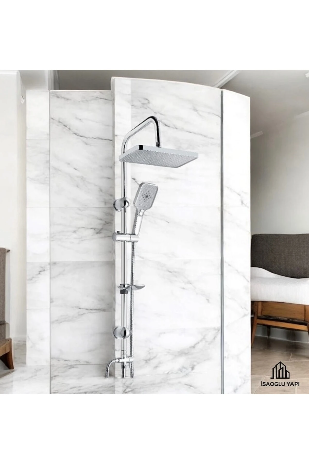 Banyo Duş Seti Hybrid Diktörtgen Tasarım Paslanmaz Tepe Yağmurlama Sistemi