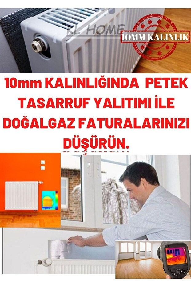10mm Kalınlık- 2 Adet -50cmx100cm Tasarruf Için Kalorifer Petek Arkası Isı Doğalgaz Faturan Düşür