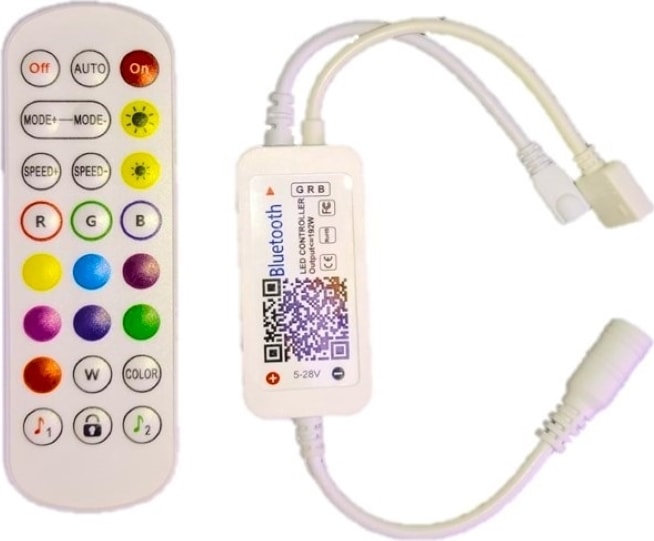 Müziğe /sese Duyarlı Rgb LED Kontrol Paneli + Kumanda / Tel. Uyg. Kontrol – 24 Tuşlu
