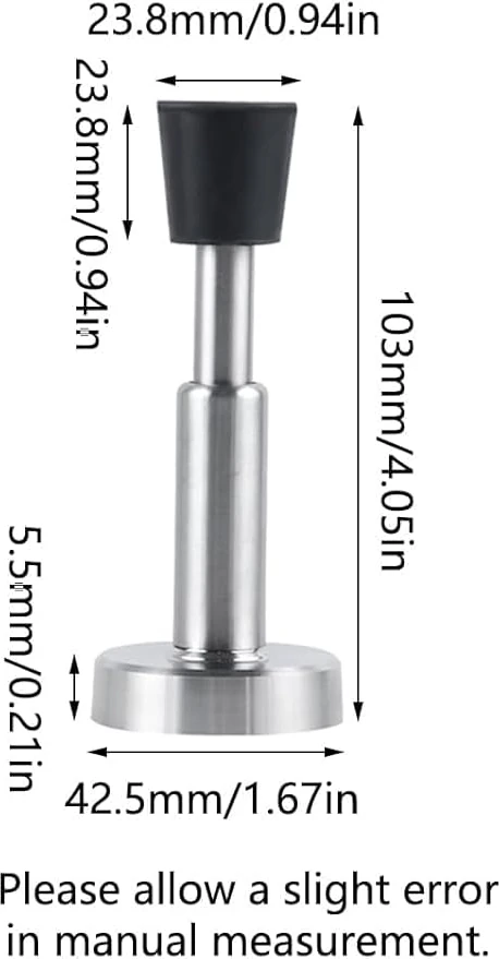 2 Adet Yapışkan Kapı Stoperi, Kapı Altı Için Paslanmaz Çelik Kapı Stoperi, Hidrolik Şok Emici Teknoloji, Kauçuk Tampon Uçlu Kapı Stoperi, 4 Inç Yükseklik, Gümüş Gümüş