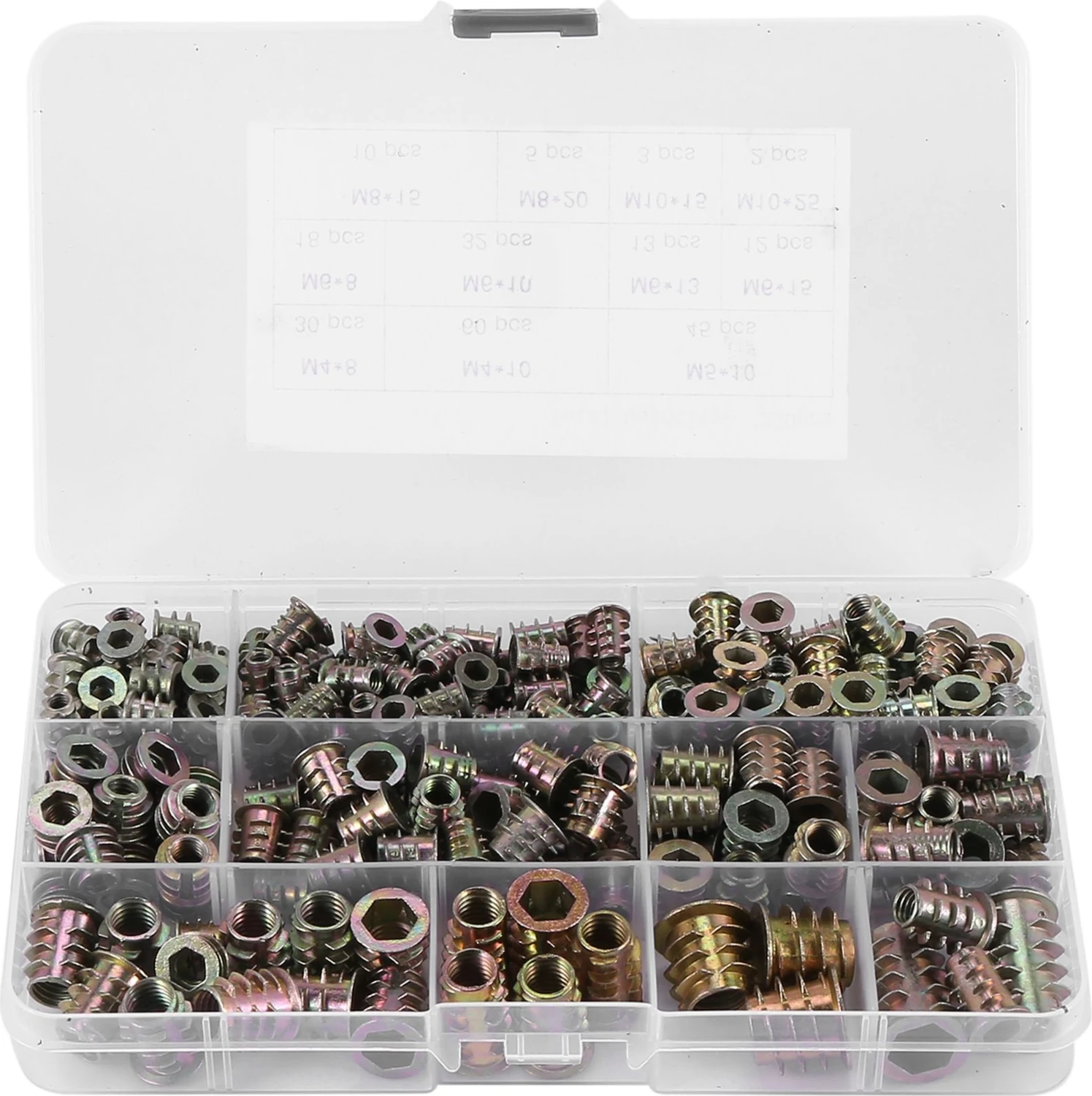 230 Adet Vida Somunu Paketi M4/M5/M6/M8/M10 Çinko Alaşımlı Altıgen Somun Somun, Dişli Insert, Ahşap Mobilya Için Ahşap Vida Somunu (Yurt Dışından)