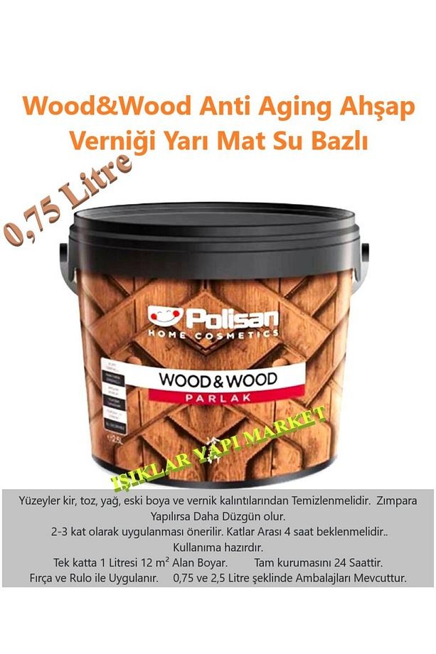 Wood&w-antiaging-ahşap Verniği-yarı Mat-su Bazlı-0,75litre (0,850KG.)-187-teak