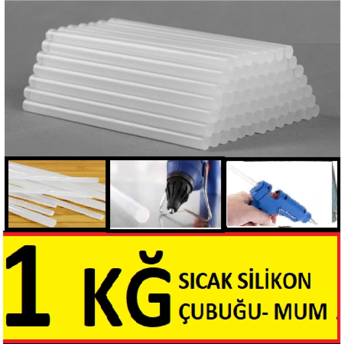 Mum Silikon Ince Ø7MMX30 cm Sıcak Mum Silikon Çubuk Uç 1 kg (80 Adet)