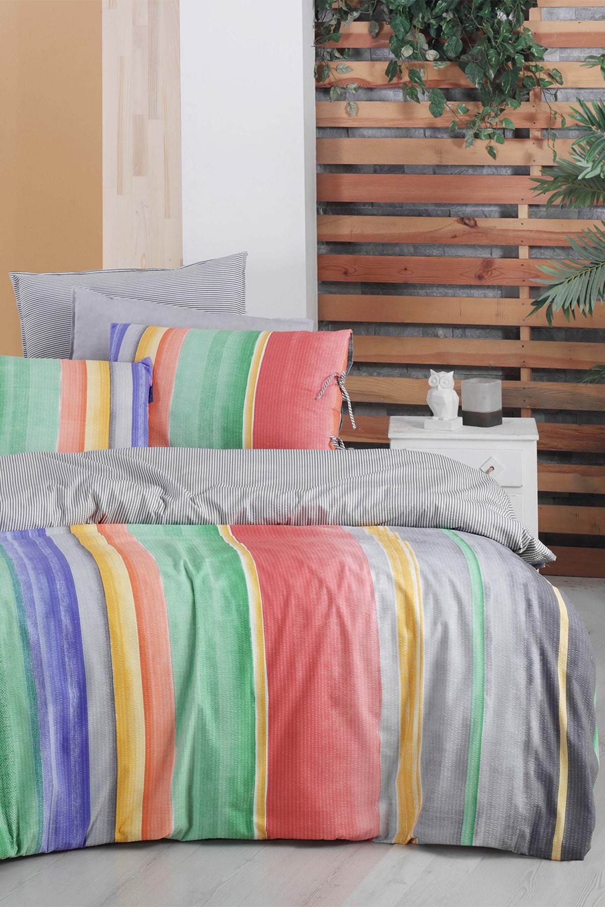 Moretti Multicolour Çift Kişilik %100 Pamuk Fancy Poplin Nevresim Takımı