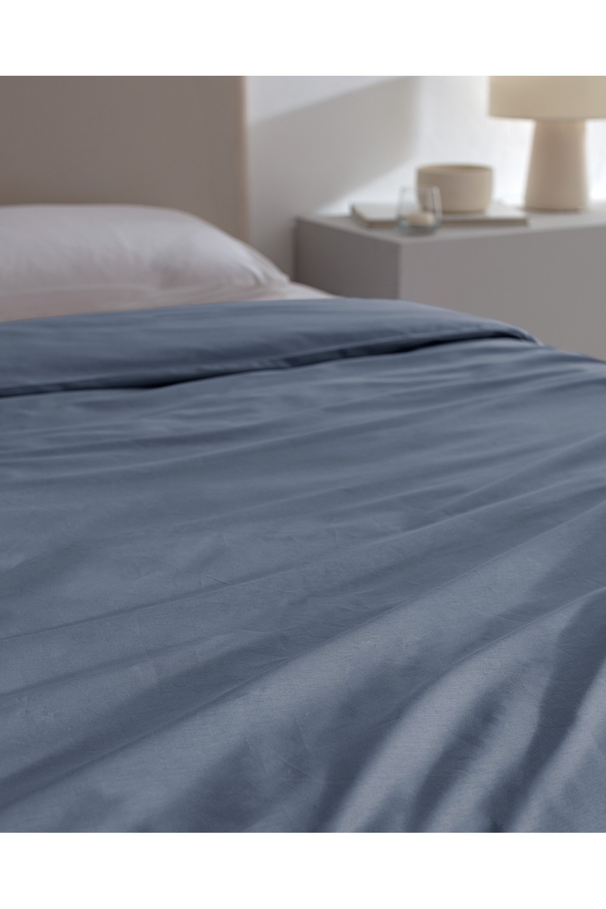 Manon King Size %100 Pamuk Ranforce Düz Nevresim - Koyu Mavi