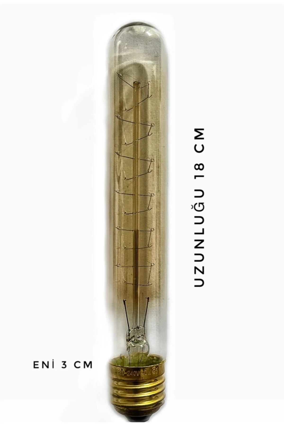 Dekoratif Rustik T30 Uzun 18cm Ampül Uzun Tüp Şeklinde Ampül