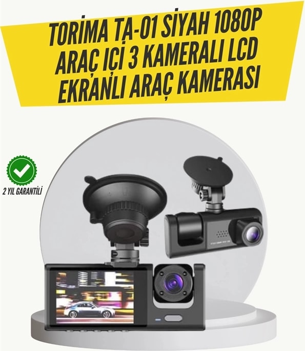Ta-01 3 Kameralı 1080P Araç Kamerası Siyah